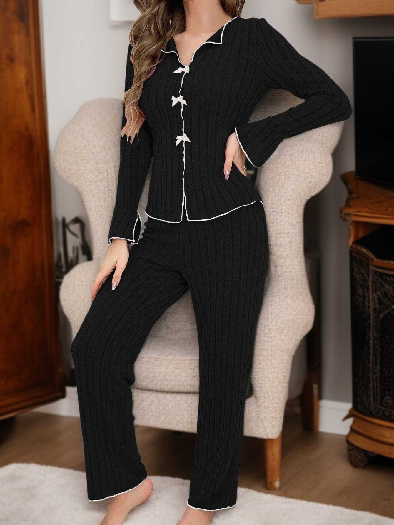 パジャマセットの細部ディテール写真