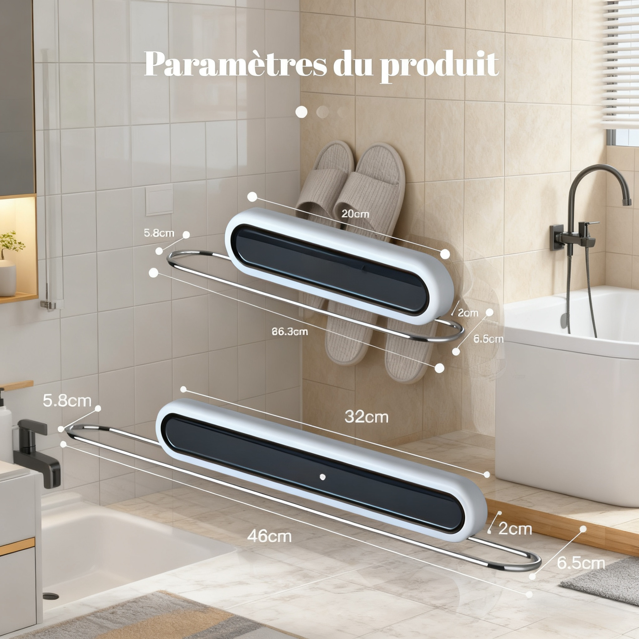 Porte-chaussures de salle de bain mural sans perçage