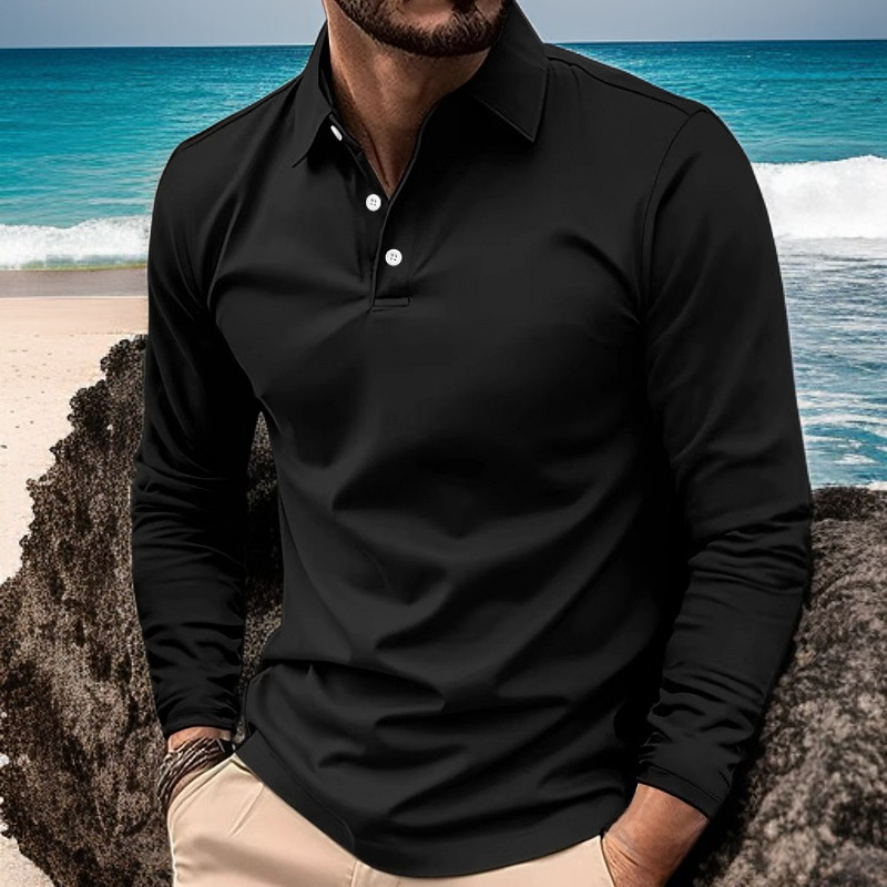 Camisa Deportiva Casual para Hombre con Manga Larga y Cuello