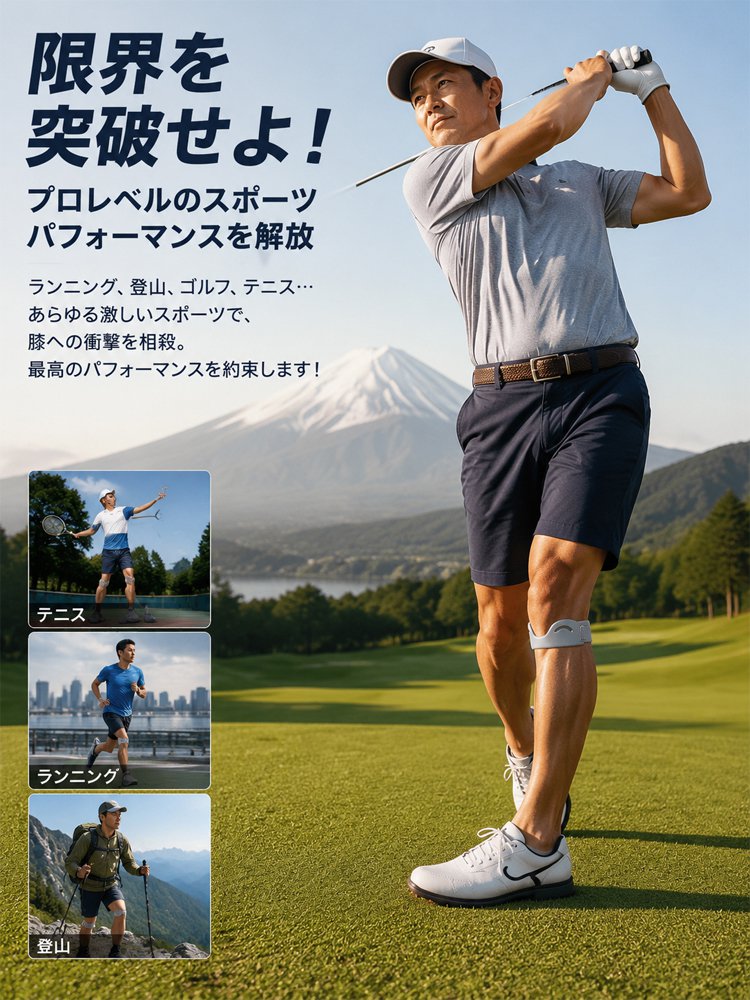 人体工学設計×3D立体サポート膝サポーター