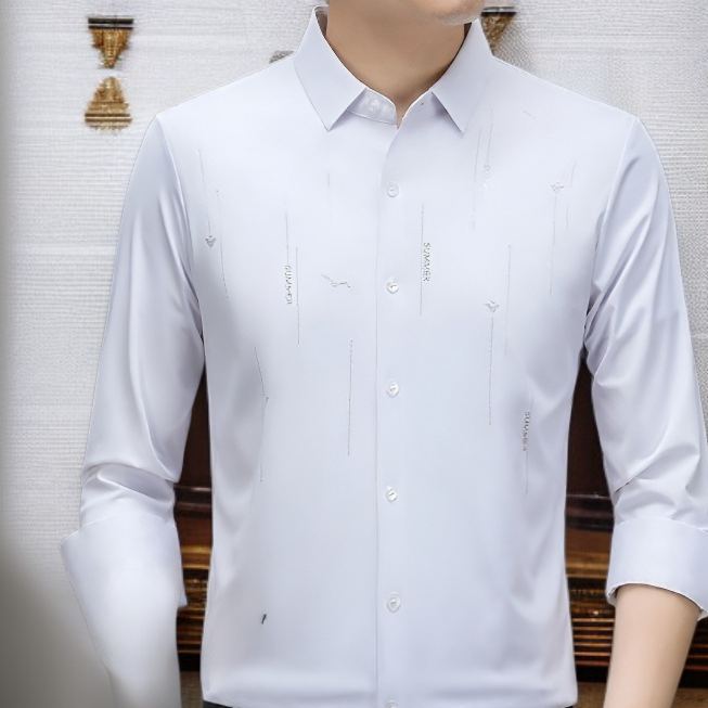 남성 기모 도톰 긴팔 셔츠 비즈니스 헴 프린트 셔츠 남성 기모 셔츠