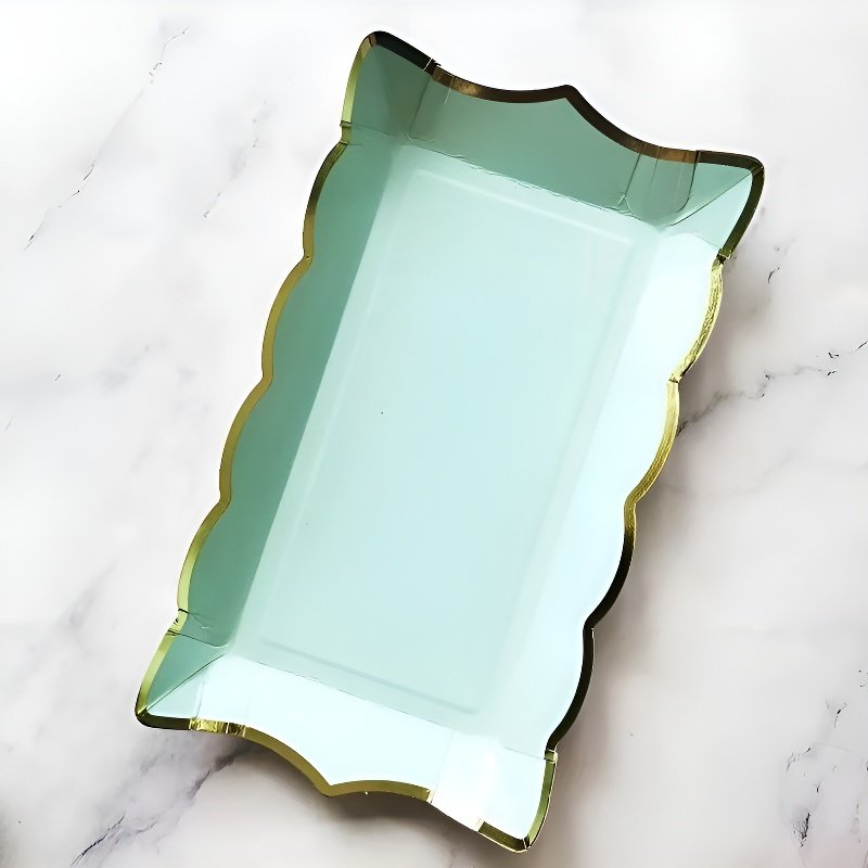 ถาดกระดาษสี่เหลี่ยมผืนผ้าแบบใช้แล้วทิ้งพกพาได้