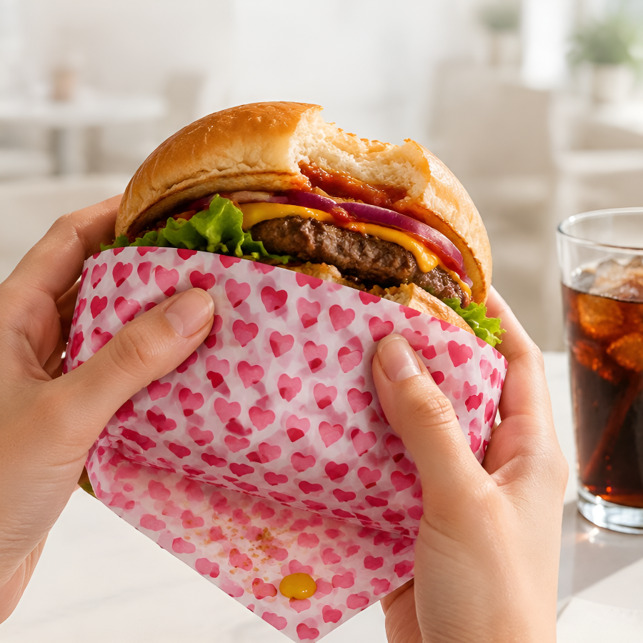 Papel antigrasa de grado alimenticio para envolver sándwiches y hamburguesas
