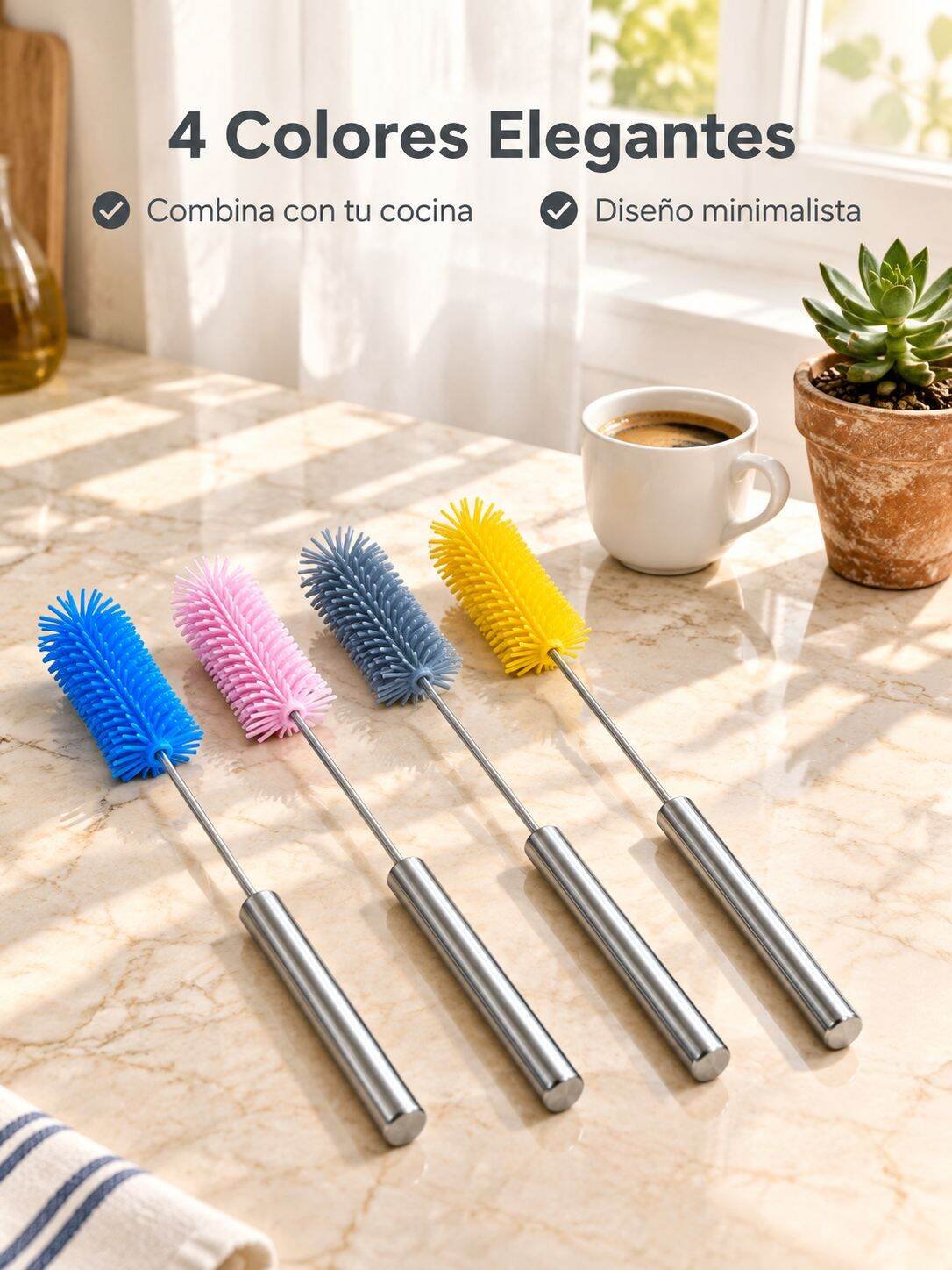 Cepillo automático giratorio para botellas de acero inoxidable