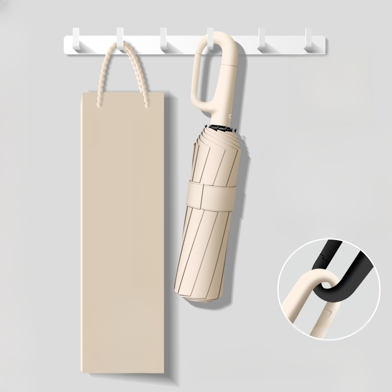 Vollautomatischer faltbarer Sonnenschutz-Regenschirm für Sonne und Regen mit Ringverschluss