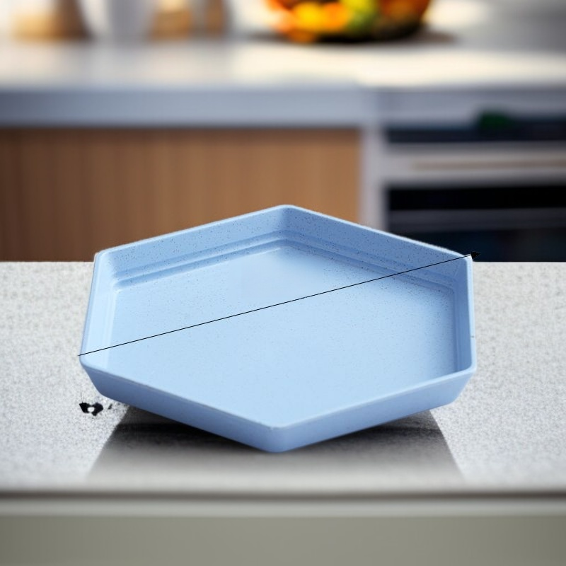 家用麥稈六角厚型串骨餐盤 水果盤 蔬菜盤