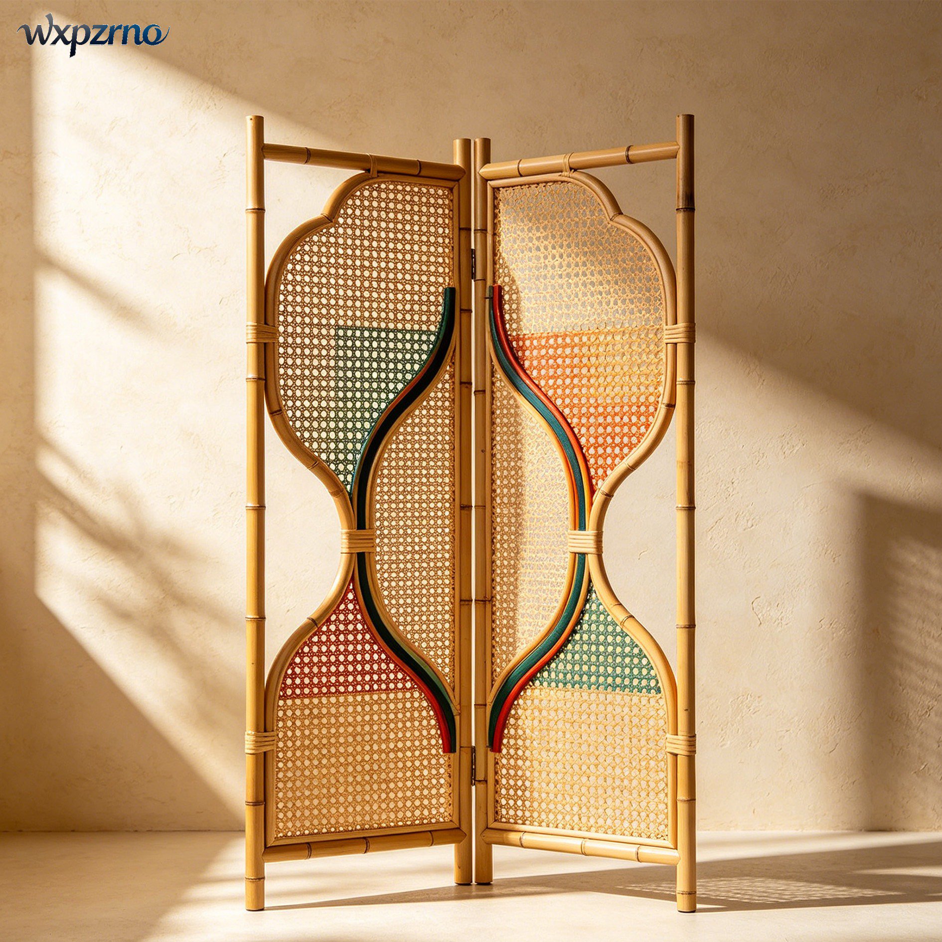 Two-panel rattan screen