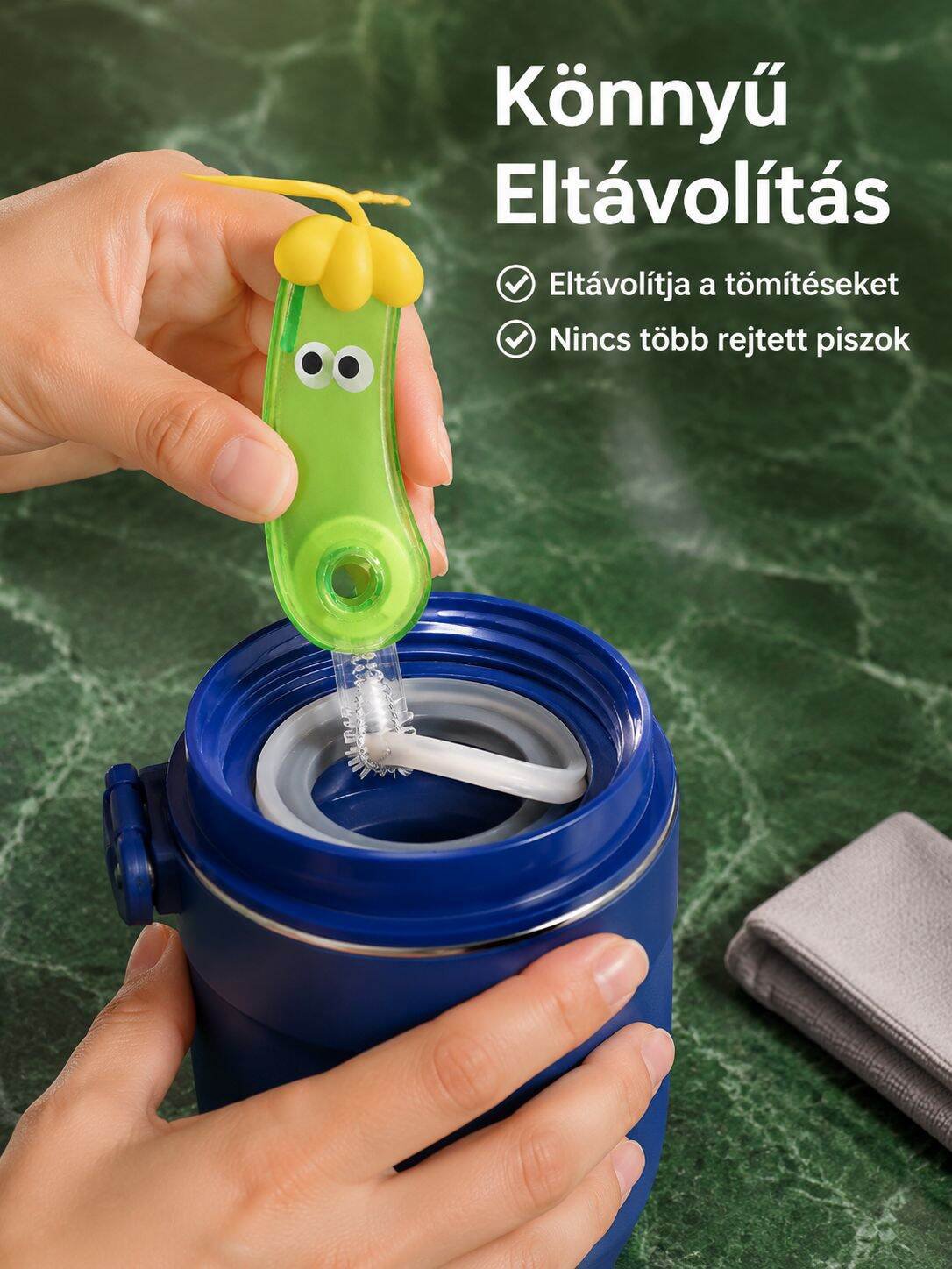 Többfunkciós padlizsán alakú pohárfedél kefe