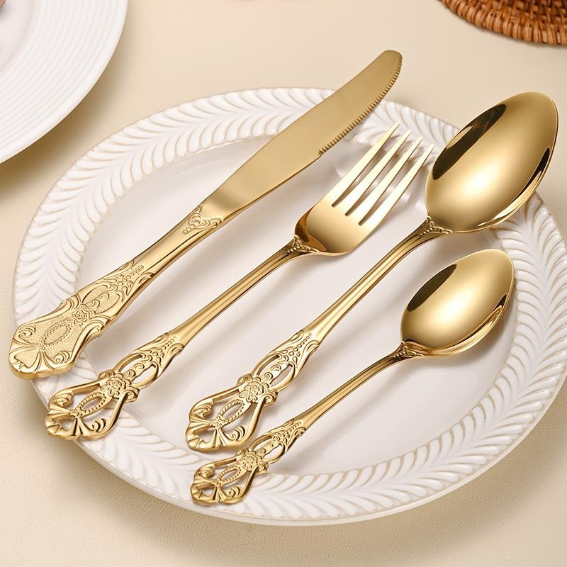 Vintage Gold Stainless Steel Flatware Set