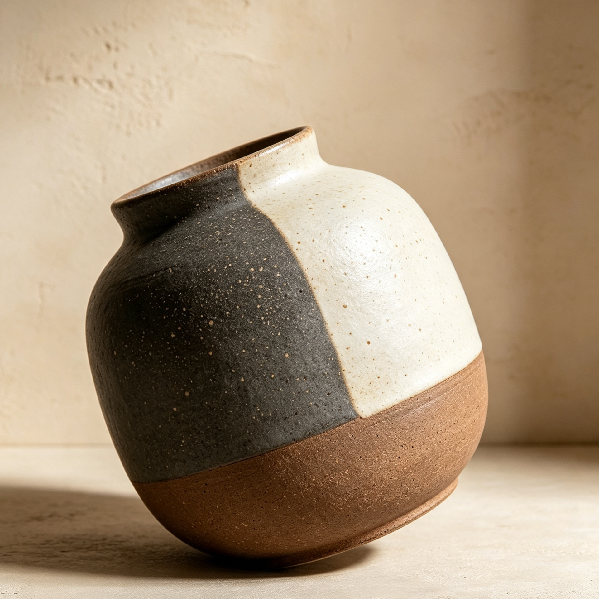 Modern ceramic vases with colorful block design