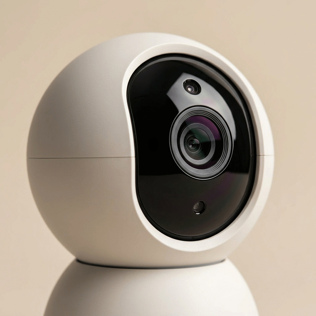Wide angle security camera installed in living room