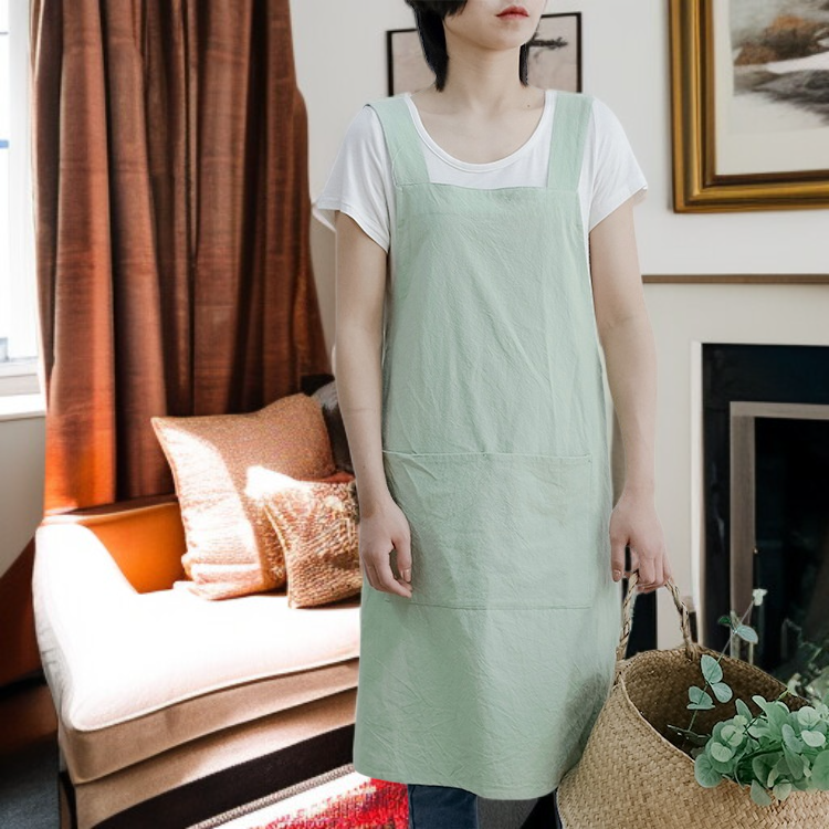 Durable cotton and linen apron close-up