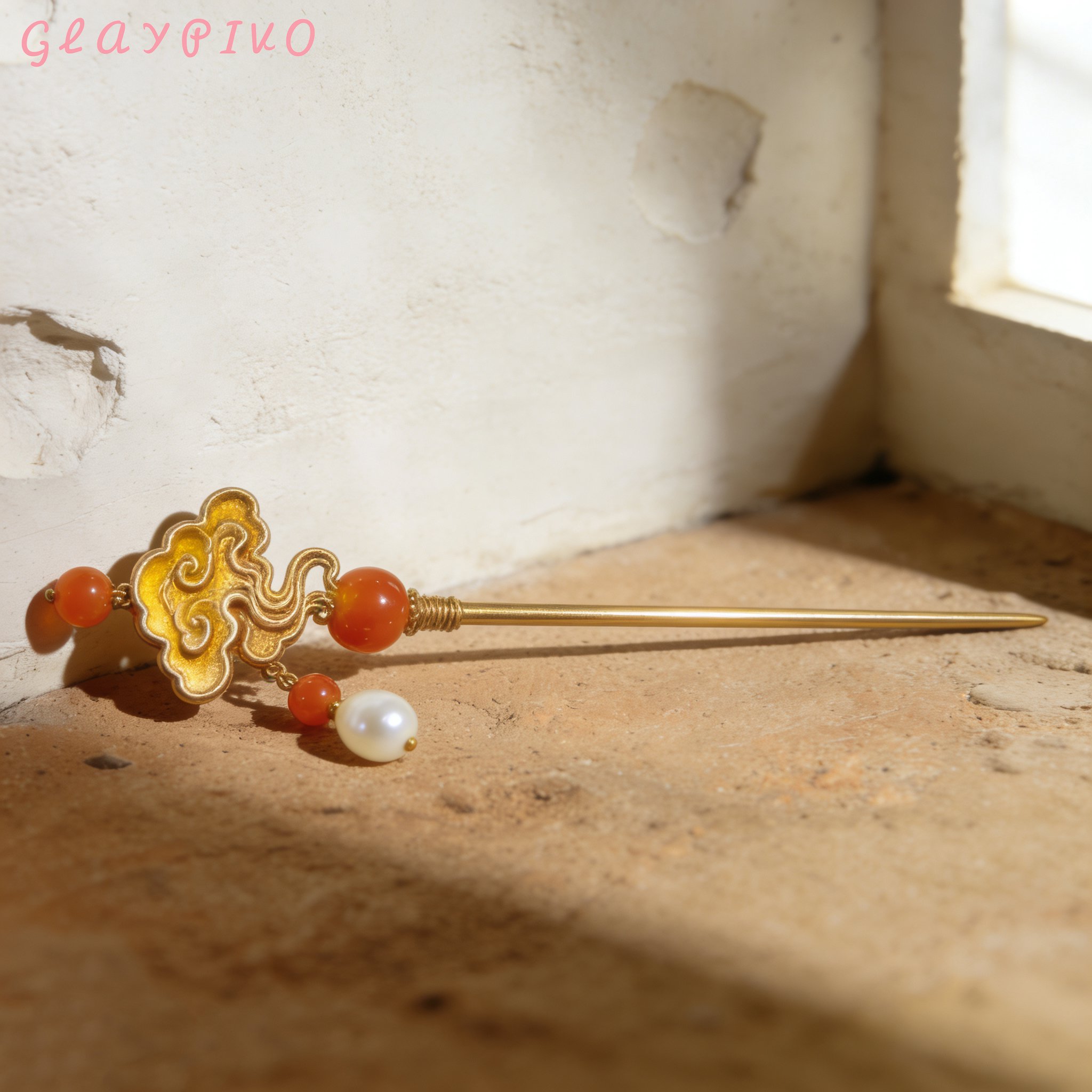 ปิ่นปักผมโลหะแกะสลัก เครื่องประดับผมจีนโบราณฮั่นฝู