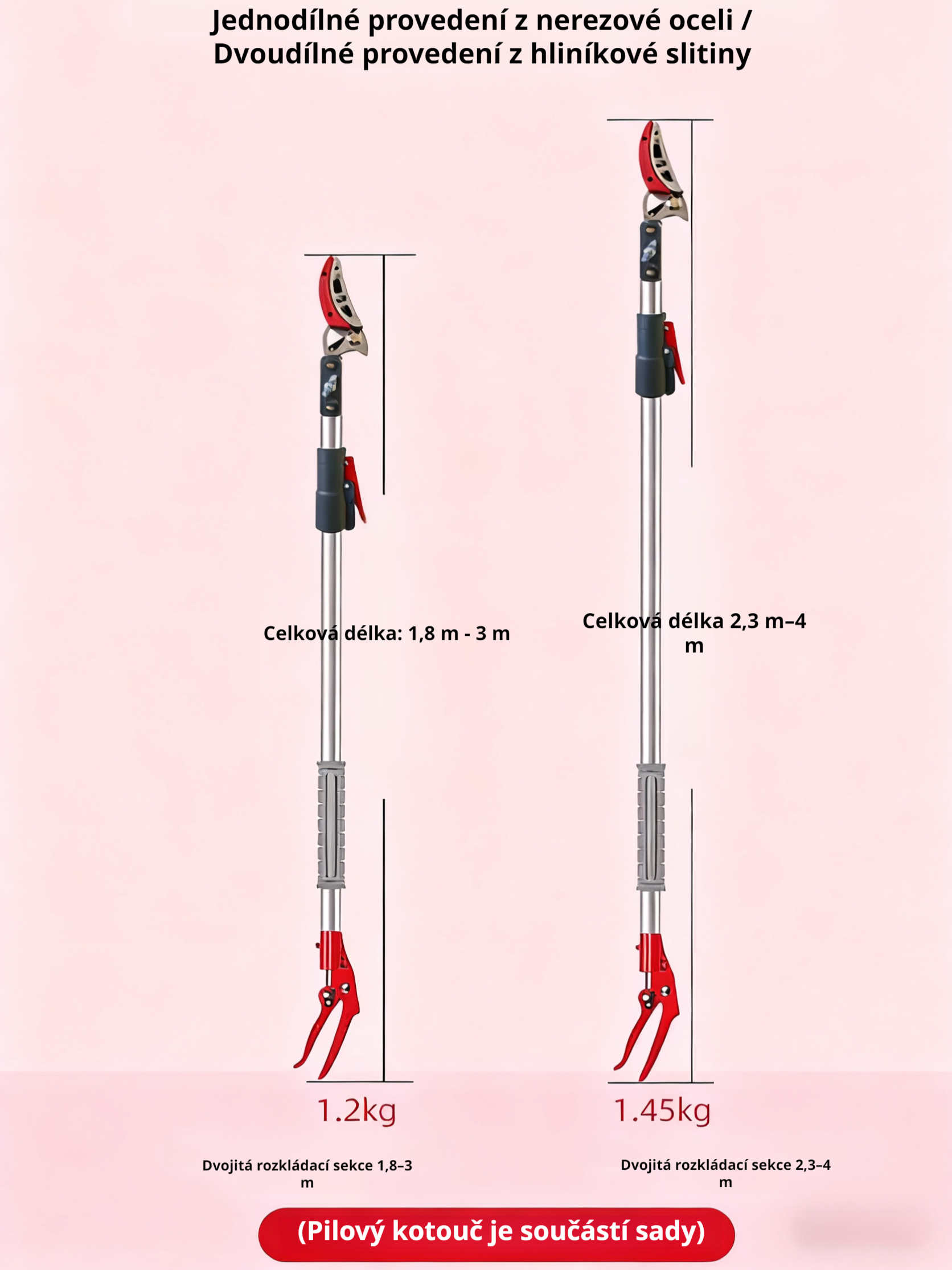 Teleskopické vysokozdvižné nůžky na větve