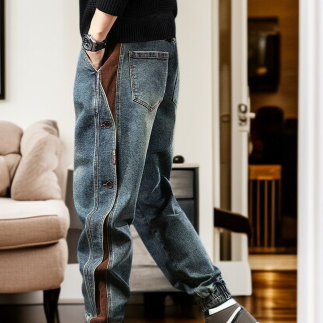 アメリカンハイストリート新作パッチワークカーゴパンツ メンズ 2025年秋ファッションブランド ルーズフィットカジュアルジョガーデニムパンツ