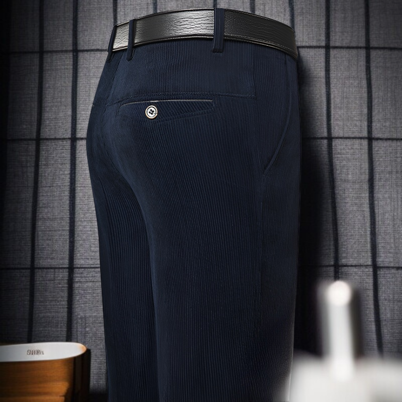 男性用冬ベルベット裏起毛コーデュロイパンツ中高年カジュアル