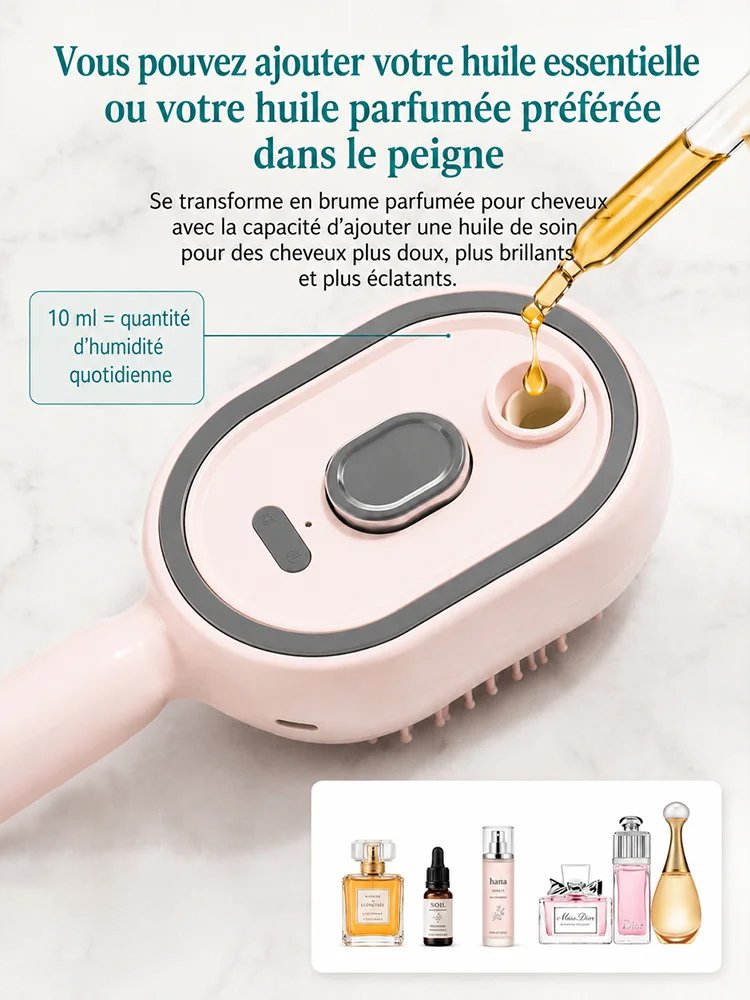 [Secret d'Hollywood] Brosse Lissante 5-en-1 | Lumière Rouge Anti-Chute | Zéro Dégât Thermique ✨