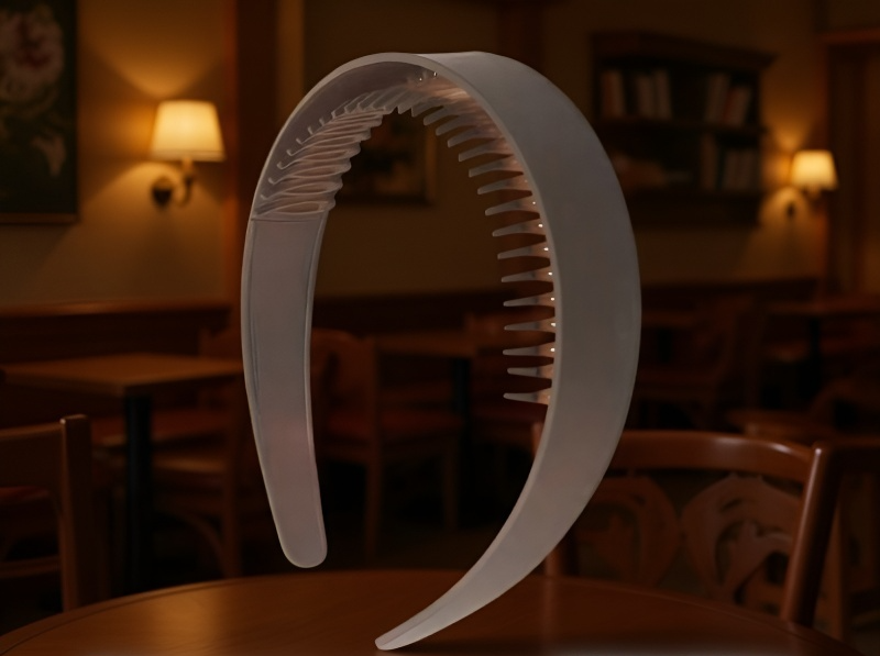 여성 모델의 넓은 헤드밴드 착용 모습