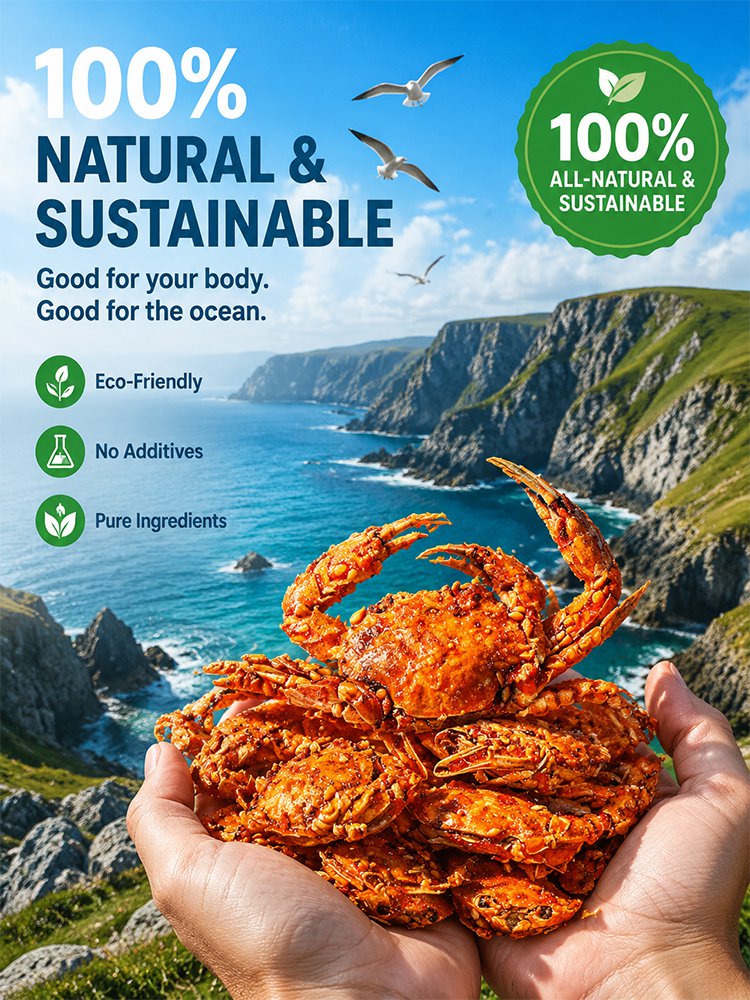 Spicy Sea Crab Snacks - High in Protein, Low in Sodium