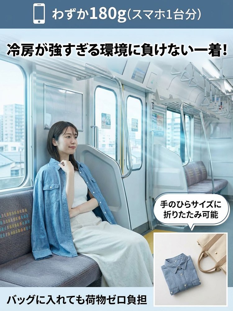 レディースデニム風シフォンシャツ 薄手シャツ