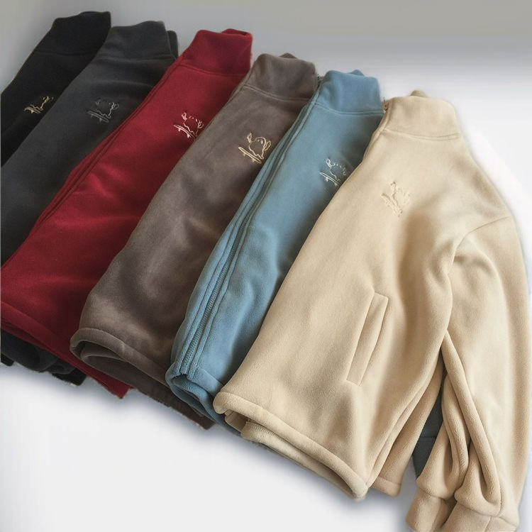 Front view of women's lamb wool plush thick coat