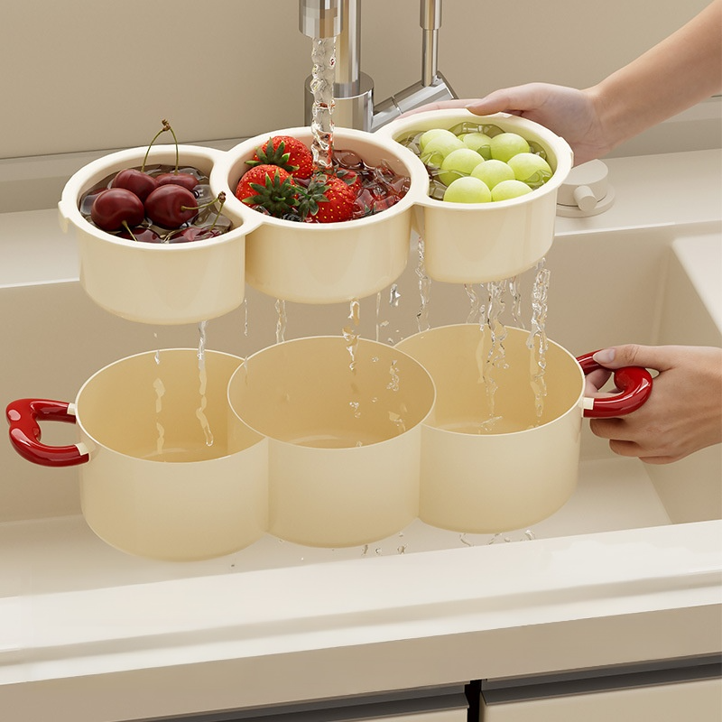 Removable and washable fruit tray drain basket