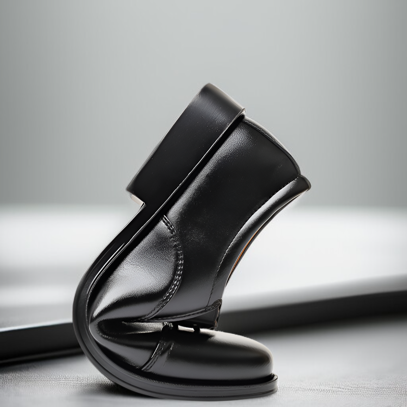 حذاء جلد رجالي للأعمال بنعل ناعم، ثلاث وصلات، أسود، مناسب للمقابلات والتصوير، كاجوال للشباب