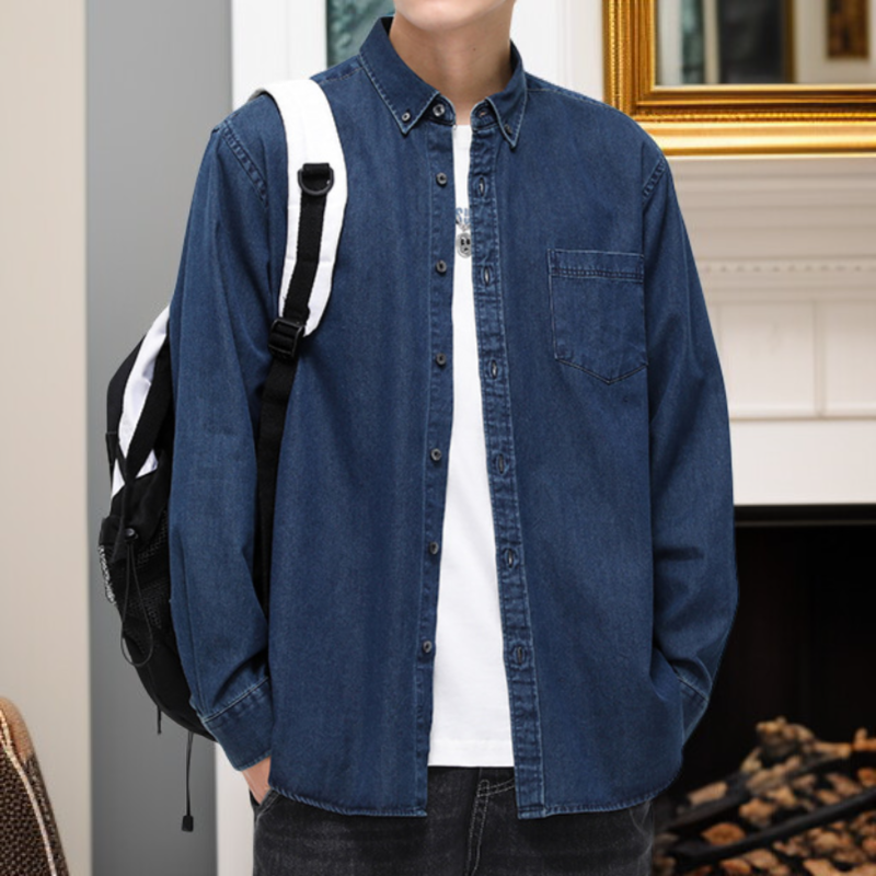  남자 린넨 반팔 셔츠 빈티지 워싱 스타일