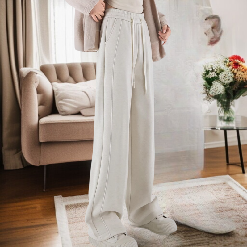 여성 니트 하이웨스트 와이드 일자 팬츠 가을 드롭 실크 찰미영 캐시미어 슬림핏 캐주얼 팬츠