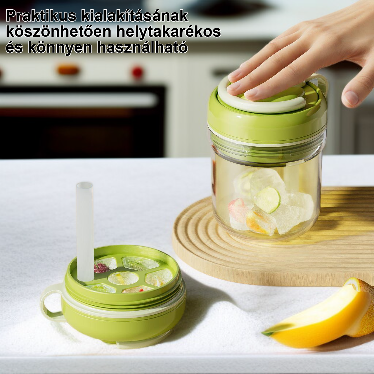 Nyári jégkockatartó és jégpohár kombináció