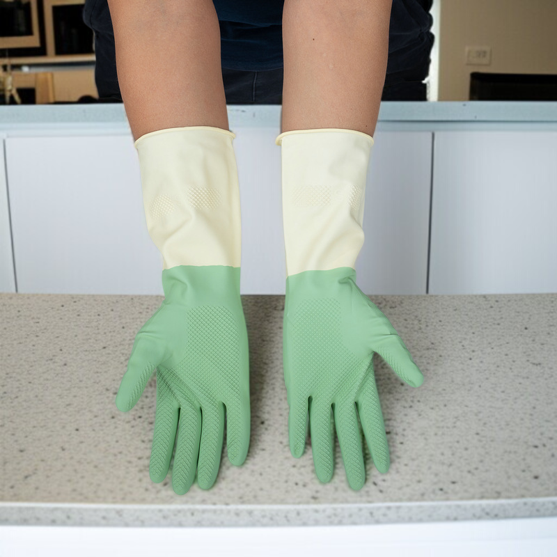 가정용 롱 고무장갑 오염방지두꺼운집안장갑 퓨어 컬러 세탁 주방 설거지 장갑 고무 장갑 세트