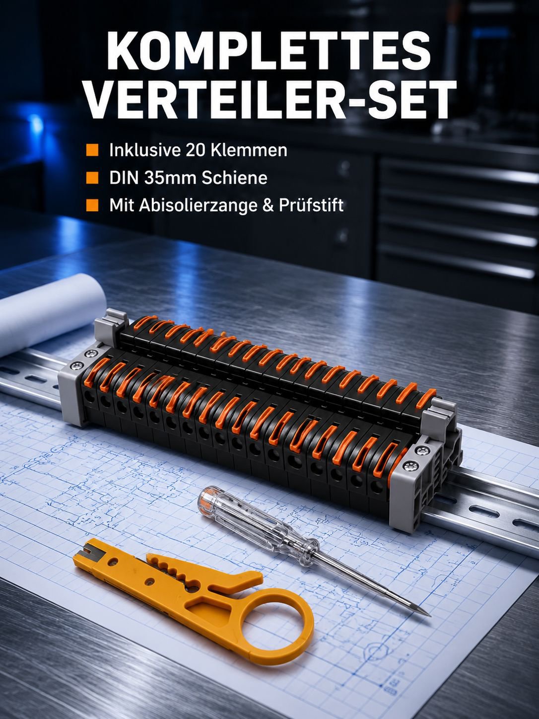 Hutschienenmontierbarer Druckanschluss-Verteilerblock
