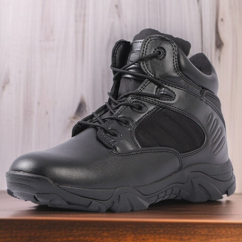 男性用デザート戦術トレーニングブーツ滑り止め耐摩耗ロートップミリタリーブーツ
