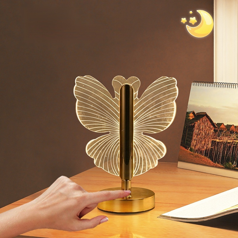 Nordic style butterfly shaped bedside atmosphere, small night light, high-end desk lamp