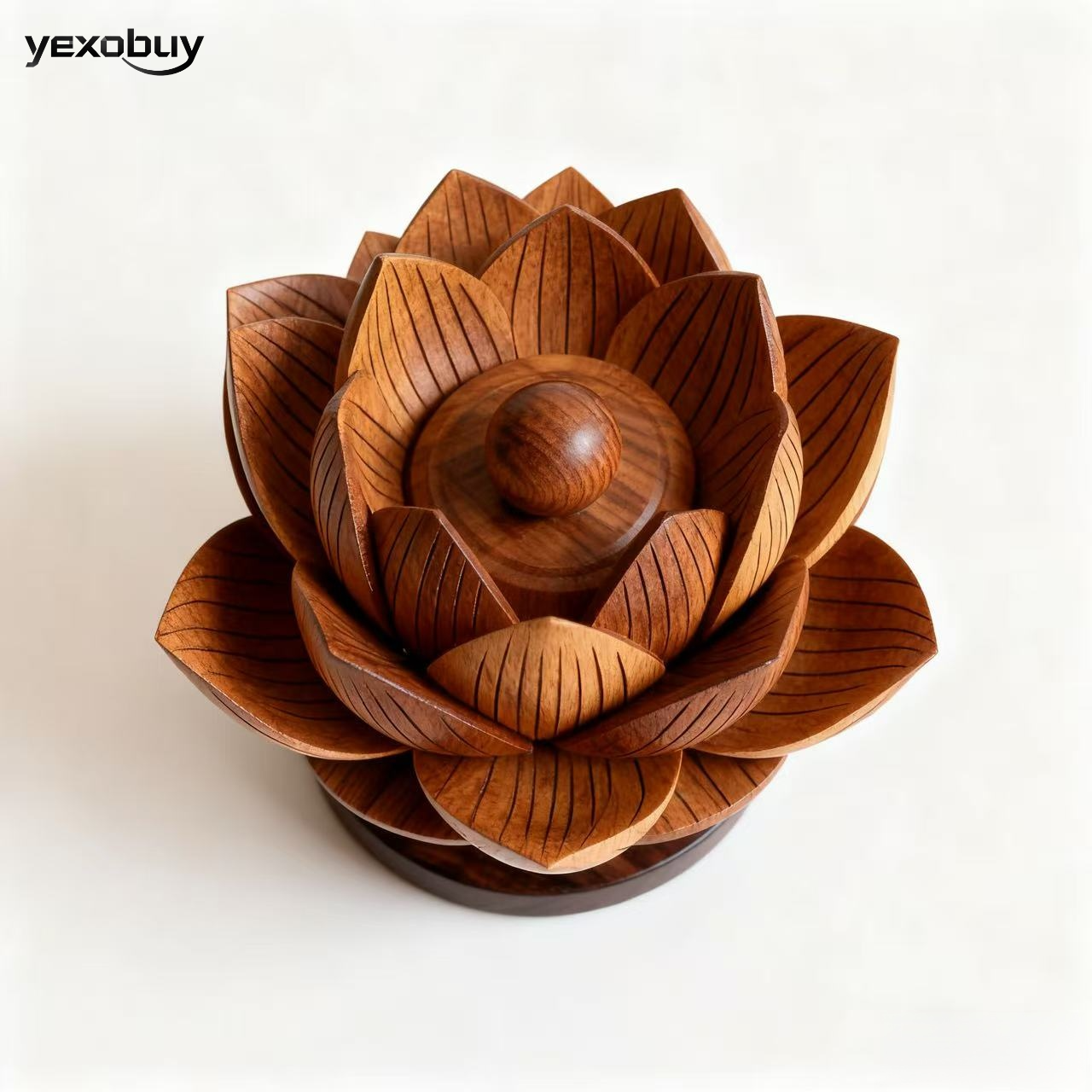 나무 연꽃 장식 (2개)