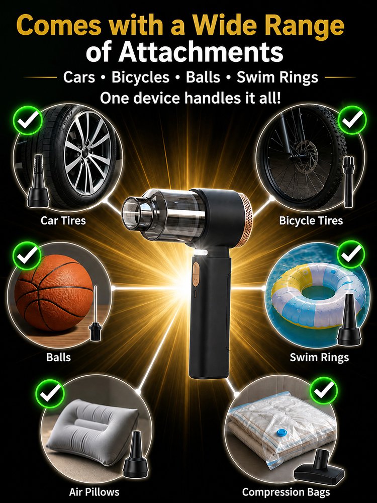 Multifunctional high-power car vacuum cleaner and air inflator