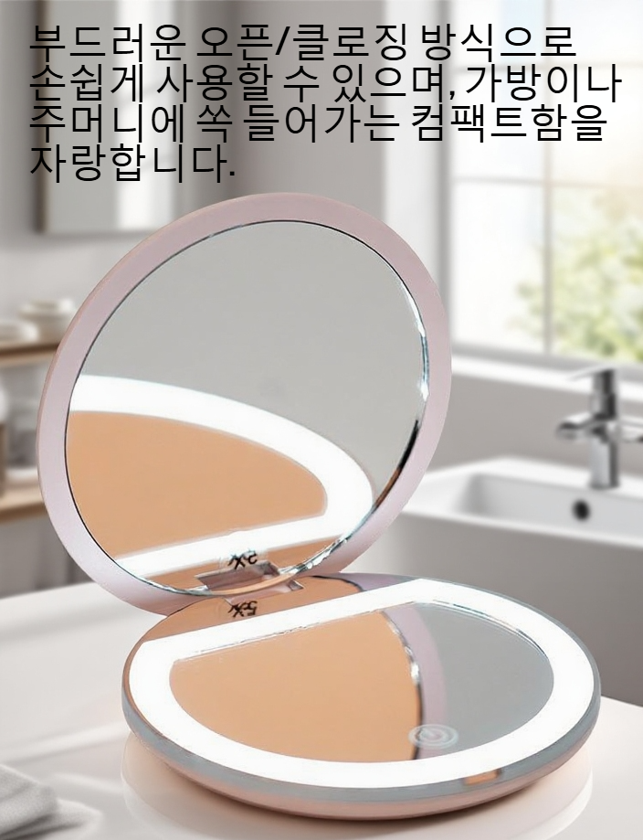 휴대용 양면 거울 손에 든 모습