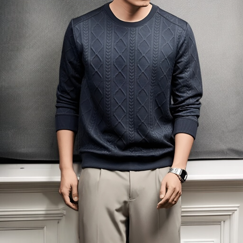 비즈니스맨 니트 긴팔 라운드넥 실타래 세련되고 모던 이너 니트 상의 꽃무늬 비즈니스맨 니트