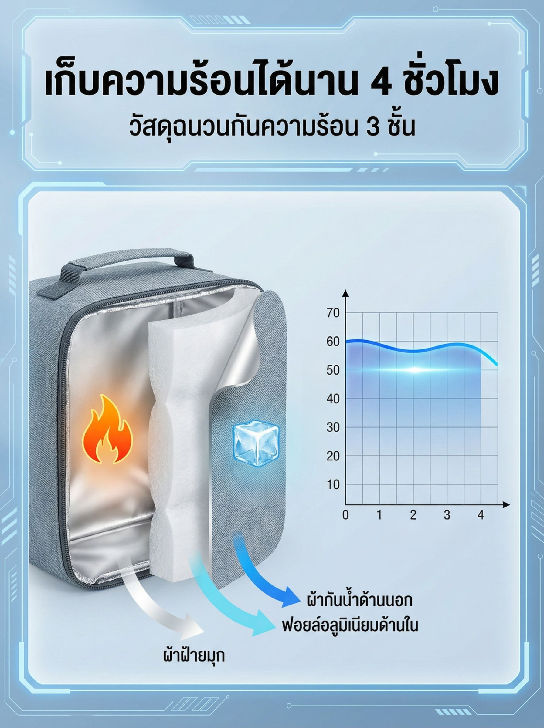 ดีไซน์กระเป๋าเก็บความร้อนด้วยไฟฟ้าสำหรับพกพา