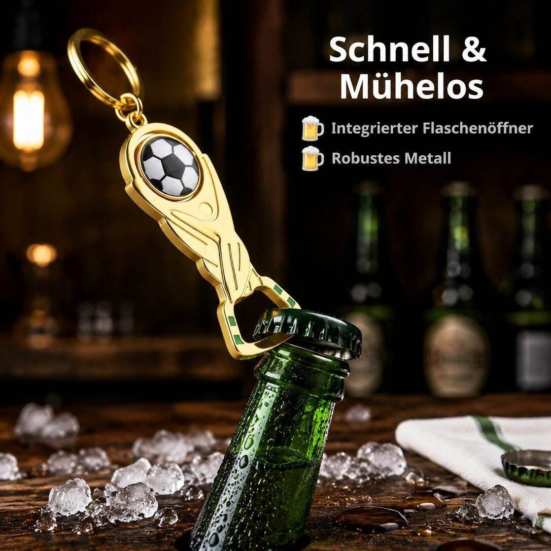 Fußballpokal Drehbarer Schlüsselanhänger Flaschenöffner, Weltmeisterschaft Fan-Geschenk