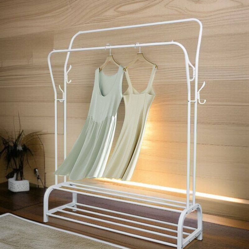 Household double pole floor drying rack