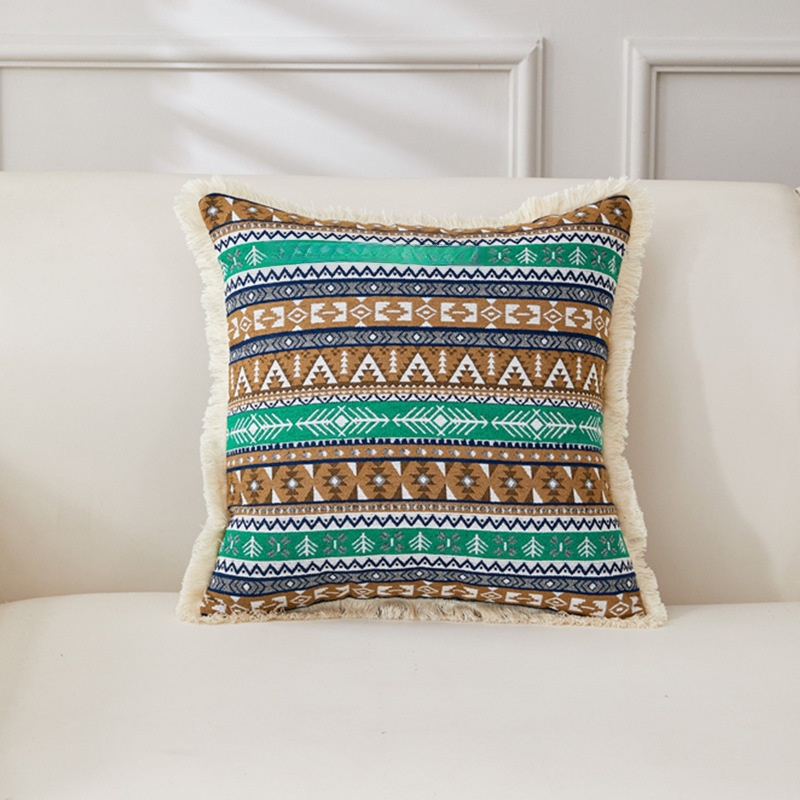 Coussin décoratif rétro en coton et lin