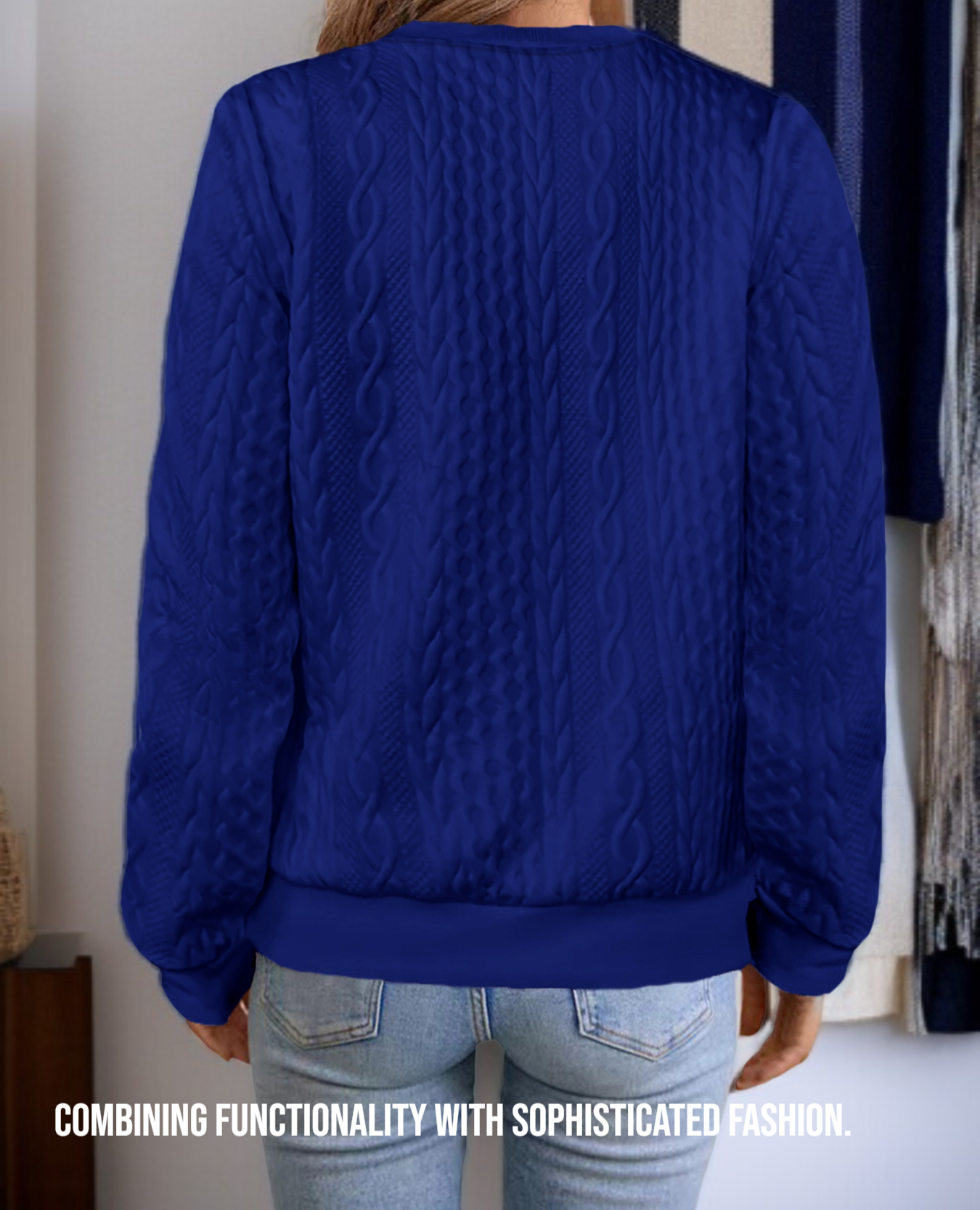 Back view of solid color jacket for women