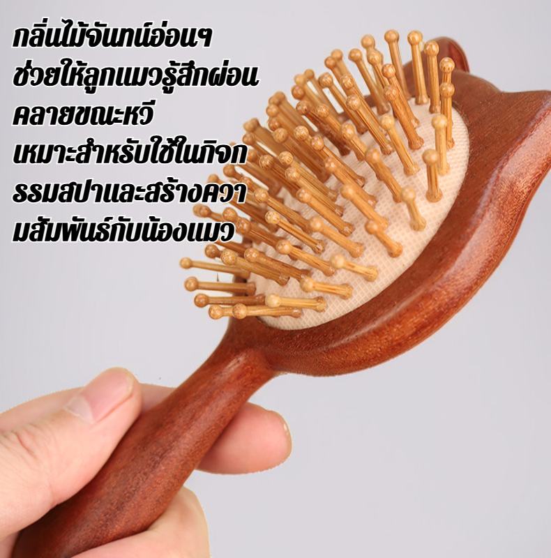หวีไม้จันทน์ช่วยนวดผิวแมว