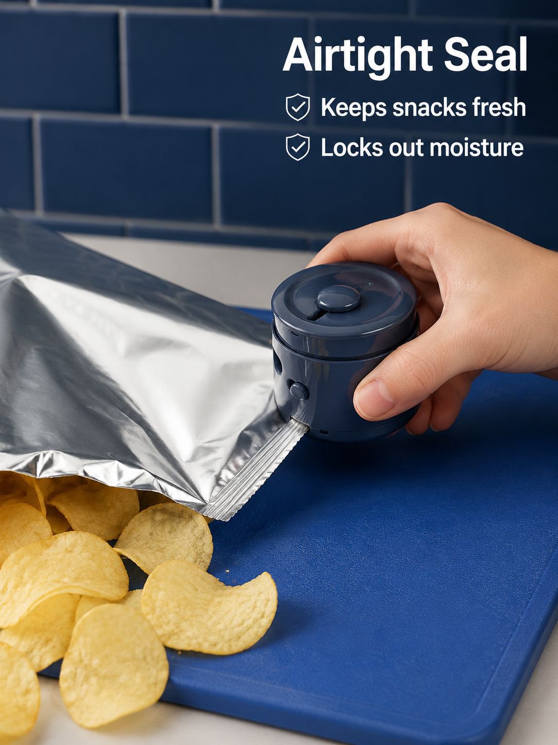 Portable mini sealer with built-in cutter for kitchen use