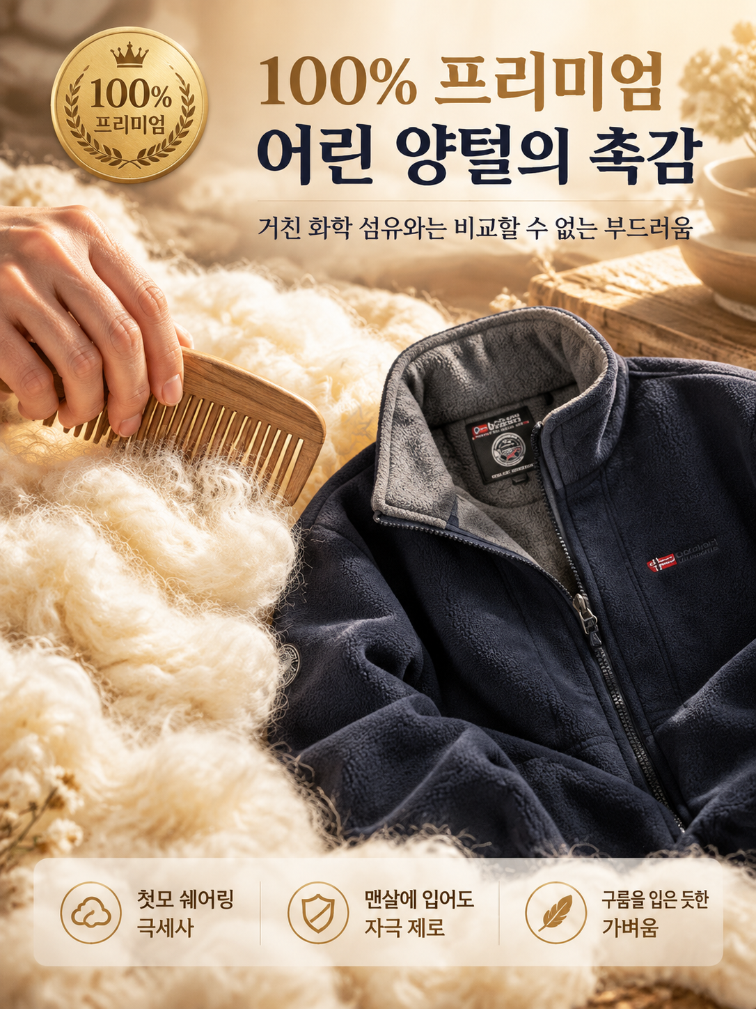 노르웨이 수출 프리미엄 양면 플리스 보온 집업 자켓