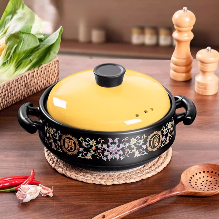 【乾燒不裂】福字纏枝蓮琺瑯乾燒煲