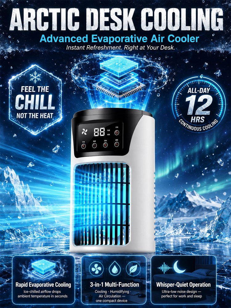 New Desktop Silent Cooling Fan with Night Light