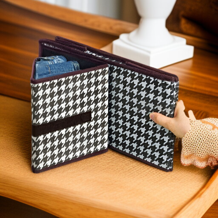 千鳥格可折疊收納盒