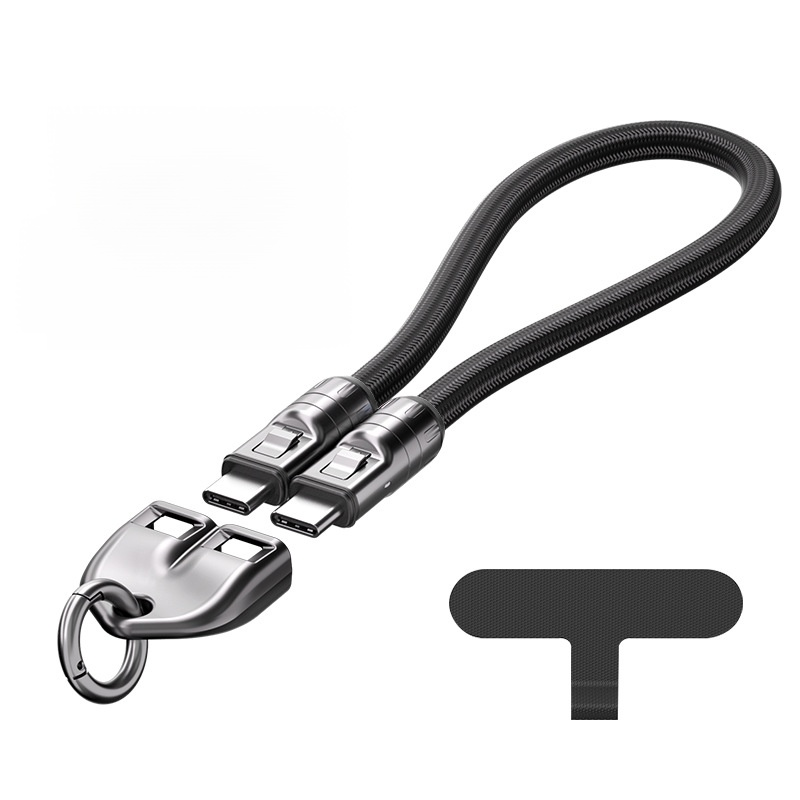 Dual-purpose phone lanyard and data cable